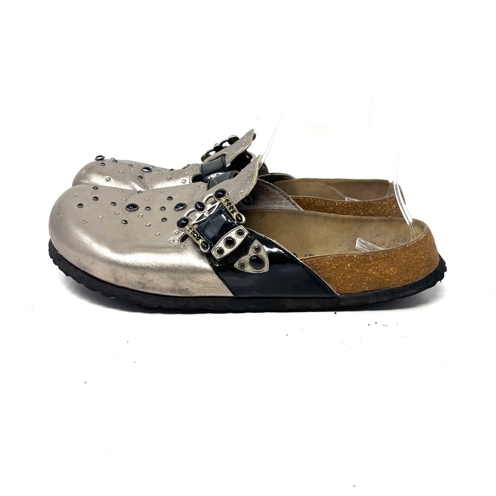 Elegant Silver and Black Mules